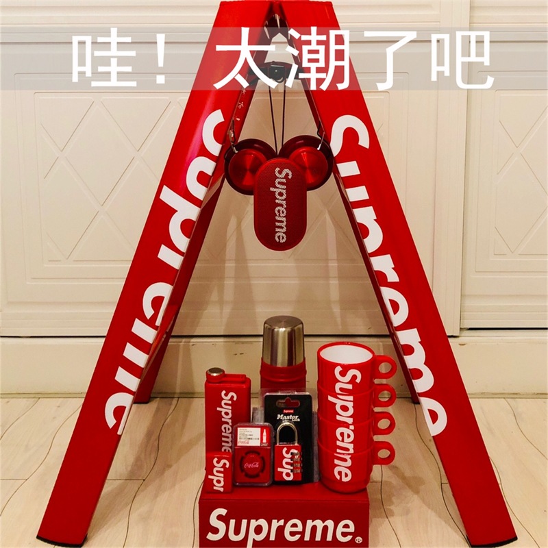 现货supreme梯子同款18fw人字梯摄影折叠梯家用多功能铝合金梯凳