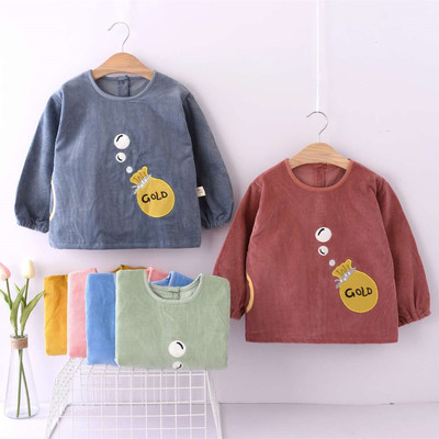 Autumn and winter baby Burqa Long sleeve corduroy men and women baby Having dinner Protective clothing waterproof children Dressing