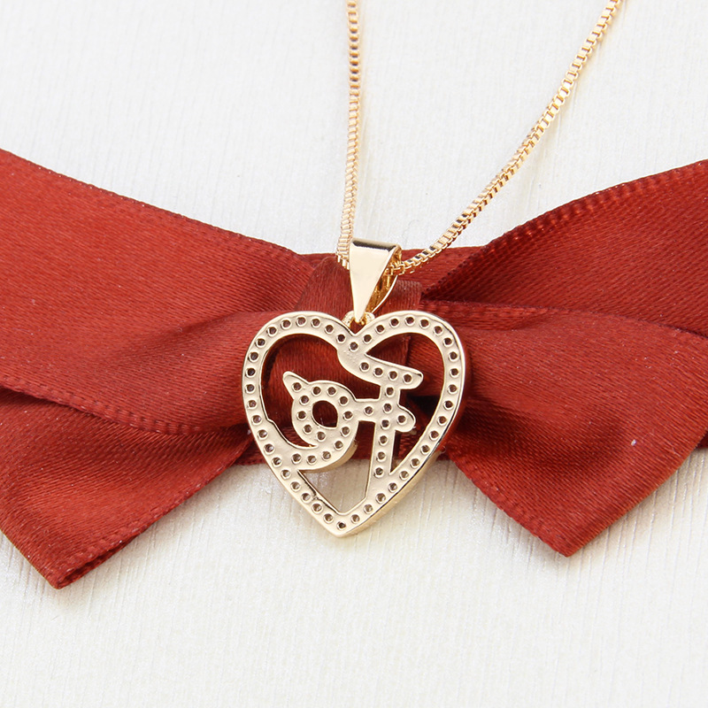 Inlaid Zirconium Heart-shaped Fe Necklace display picture 4