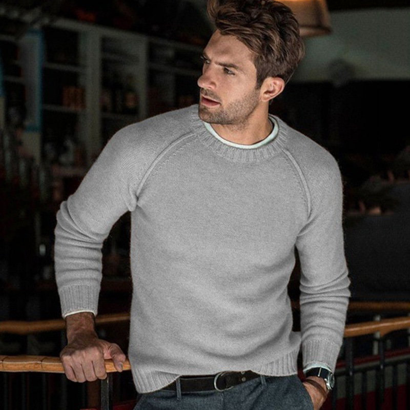 Slim Fit Type Wholesale Men's Casual Solid Color Long Sleeve Men's Sweaters