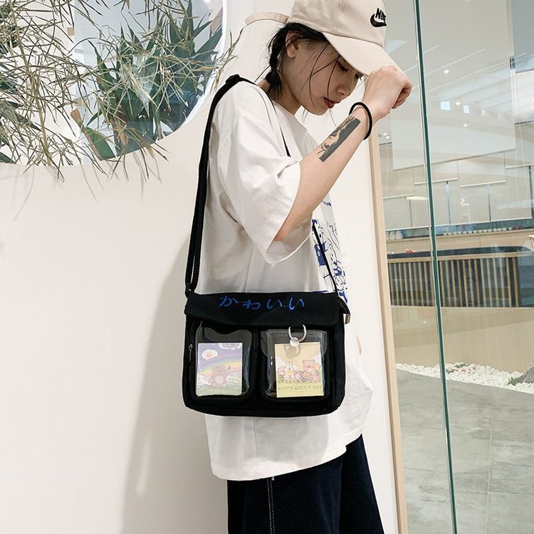 Cute Cartoon Transparent Canvas Bag Korean Chic Student Wild Class Package Wholesale Nihaojewelry display picture 1