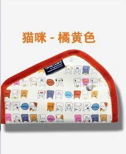 Seat belt shoulder pad retainer triangle adjuster baby - orange-edge-cat-pattern