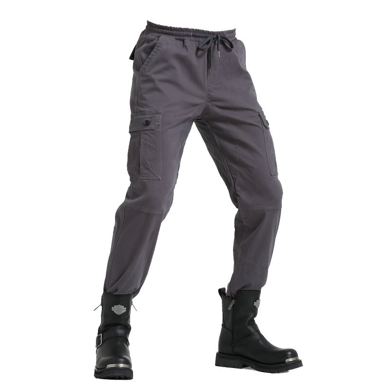 Pantalones atados al tobillo de los hombres del verde del ejército pantalones casuales sueltos de la motocicleta del lazo pantalones de la motocicleta de la moda del Workwear del multi-Bolso de los hombres