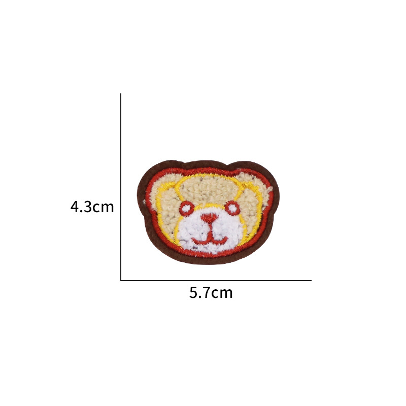 Parche bordado de chenilla con cabeza de oso de peluche, bordado a máquina, para reparación de ropa, decoración de bolsos DIY