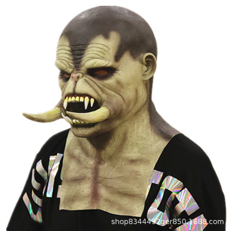 2020 nueva Máscara de Warcraft Halloween horror marfil colmillos bestia cabeza cubierta transfronteriza Venta caliente venta directa de fábrica