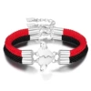 Heart-breaking silver pair (2 black and red ropes)