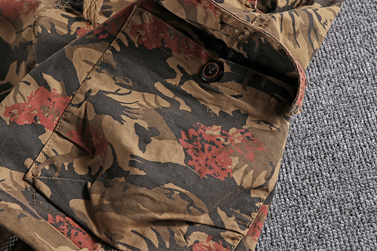 Retro trend washing camouflage youth five-point pants Europe and the United States foreign trade original single men's workwear shorts casual pants 23
