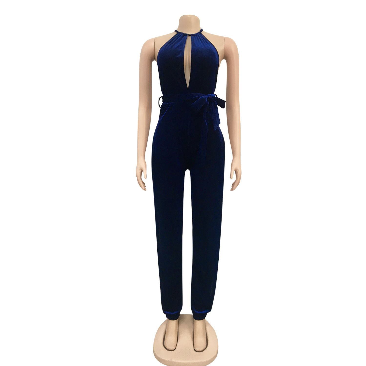 Sexy Lace Up Stretch Split Women Jumpsuit