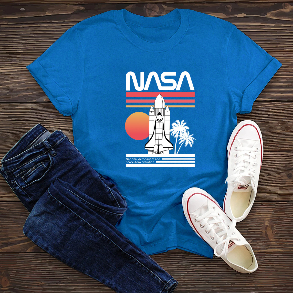 Comfortable Short-Sleeved T-Shirt Dark Nasa Space Series NSSN1451