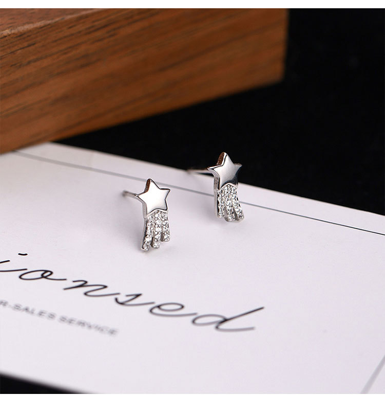 1 Pair Quantity Daily, Shopping Occasion 1 Pair 925 Sterling Silver Zircon Star Ear Studs