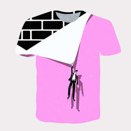 夏季跨境男士印花3D创意图片短袖T恤衫一件代发可做童装