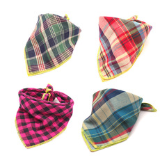 三角巾 棉质字母彩球四角巾 女童围嘴宠物三角巾花边围兜