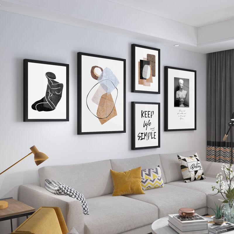 Modern Living Room Sofa Background Wall Solid Wood Frame Decorative Photo Wall Combination Simple Ocean Hanging Painting Free Shipping P006