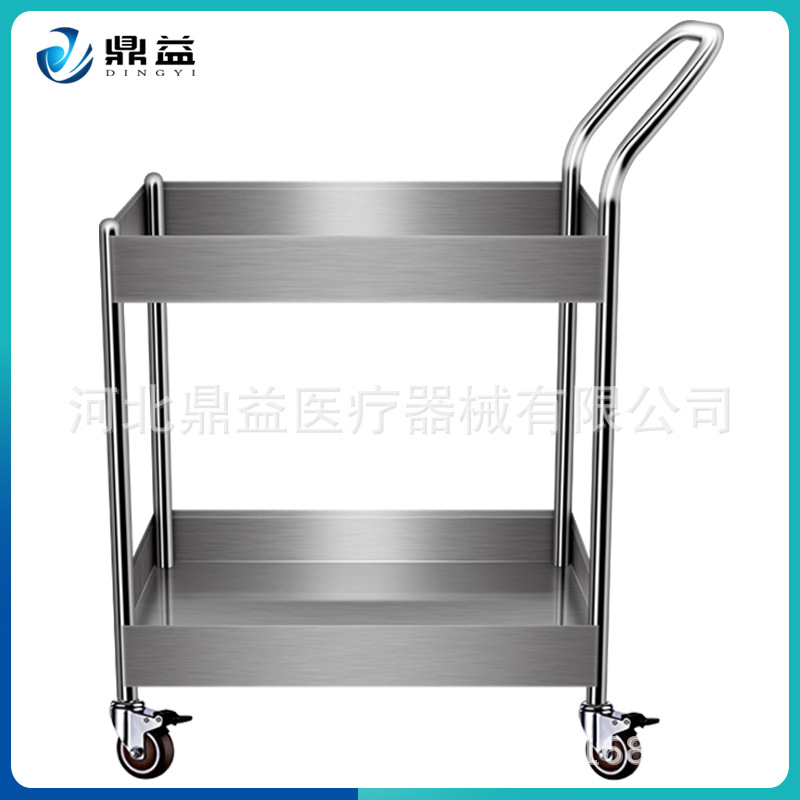 双层不锈钢手推车静音304物料药品推车实验室器械仪器设备周转车