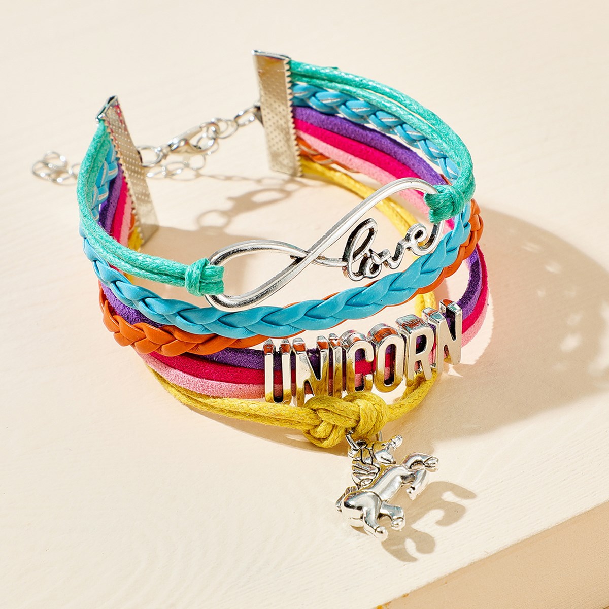 Fashion New Color Braided Rope Love Couple Multilayer Pony Turquoise Alloy Pendant Bracelet display picture 10