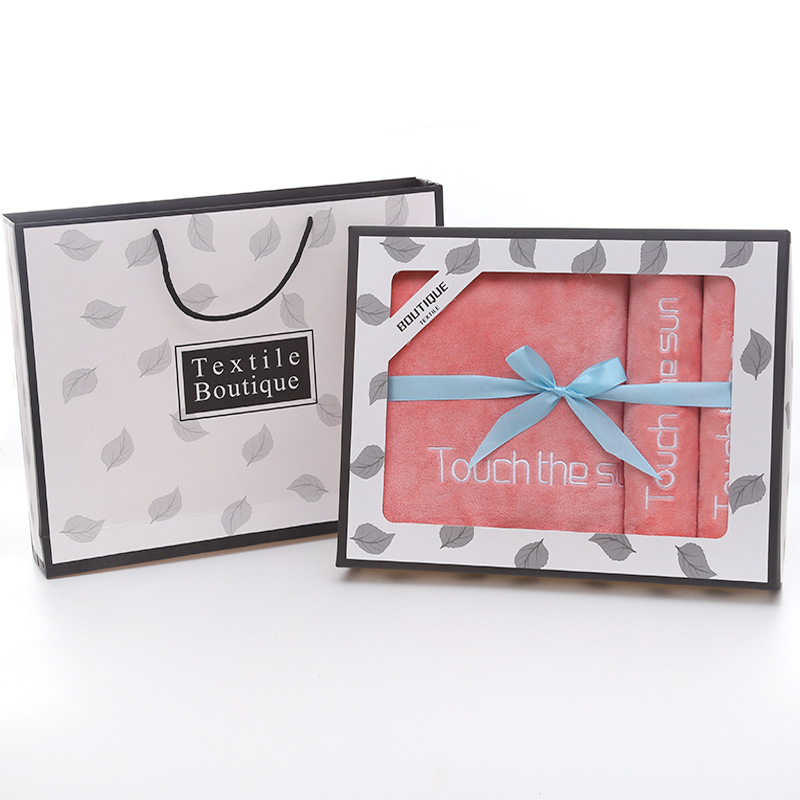 Adult Men and Women Youth Absorbent Bath Towel Three-Piece Gift Box Set Company Gift Wedding Birthday Return Gift