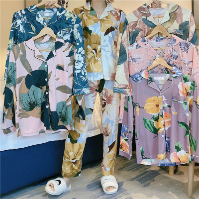 Cross border pajamas Long sleeve Lapel Cardigan suit Electricity supplier AliExpress Amazon Home Furnishings