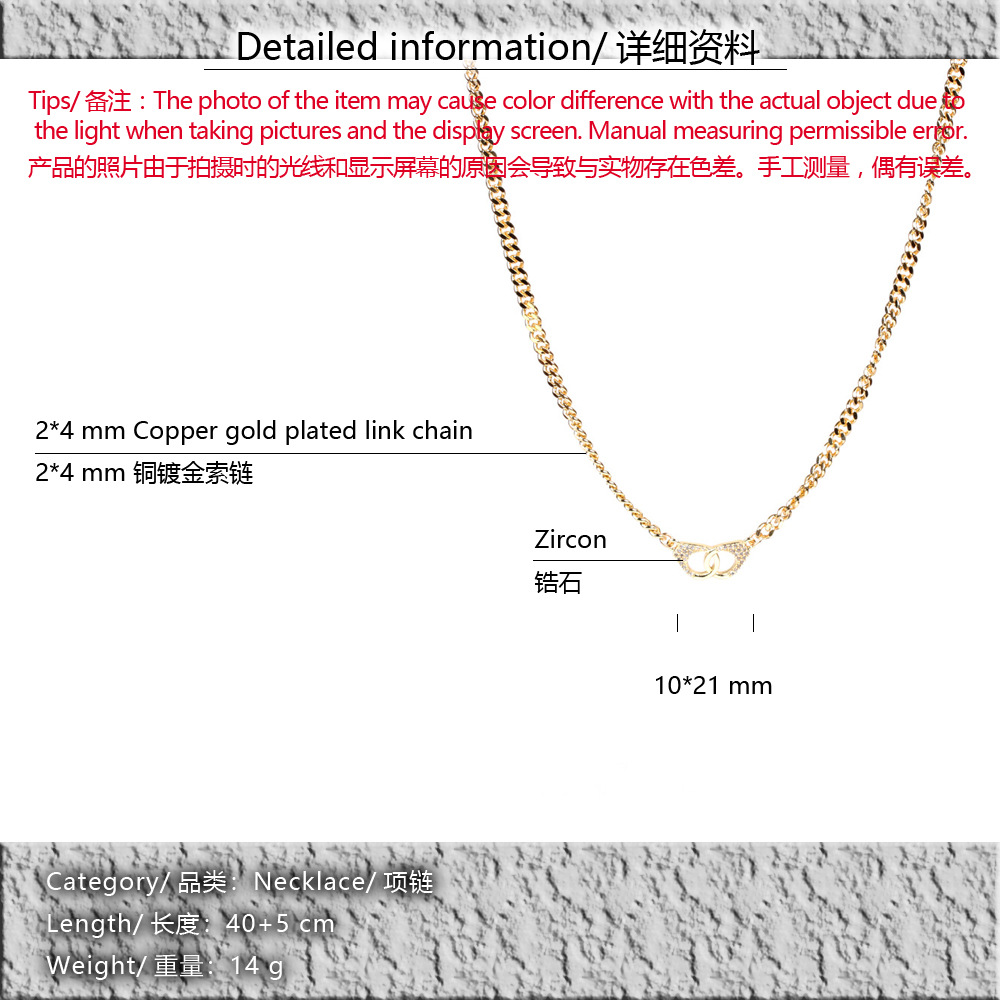 punk diamond handcuff necklace