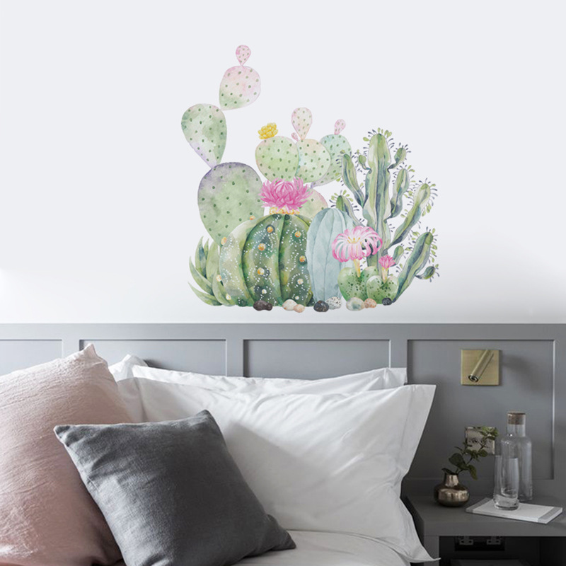 New Simple Green Cactus Succulent Wall Stickers display picture 3