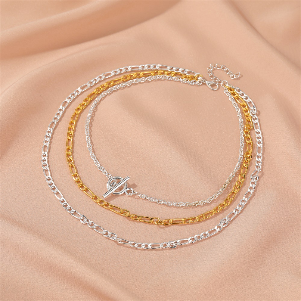New Set Of Chains Punk Style Exaggerated Short Multi-layer Thick Chain One Word Buckle Alloy Necklace display picture 4