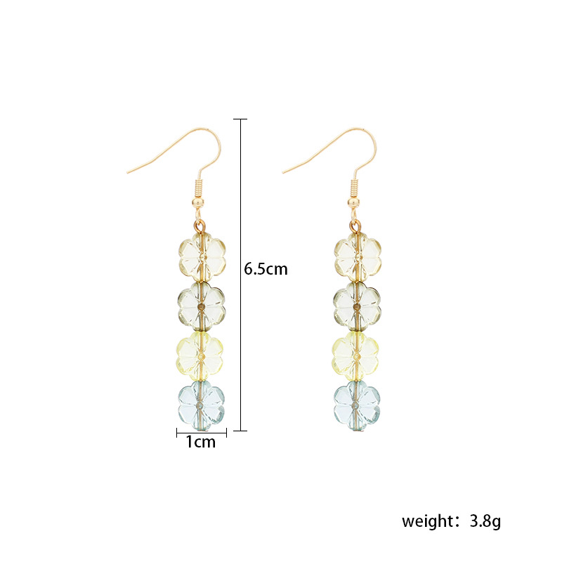 5g Weight Earrings Classification Wedding, Travel, Birthday, Festival Occasion Women'S Gender Pink, Yellow Color Gradient Crystal Flower Tassel Women's Earrings Wholesale 无
