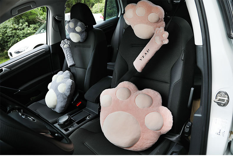 Car Plush Headrest Pillow Cute Cat Claw Car Neck Pillow Pillow Pillow Fashion Advanced Sense Car Interior Decoration Waist Pillow