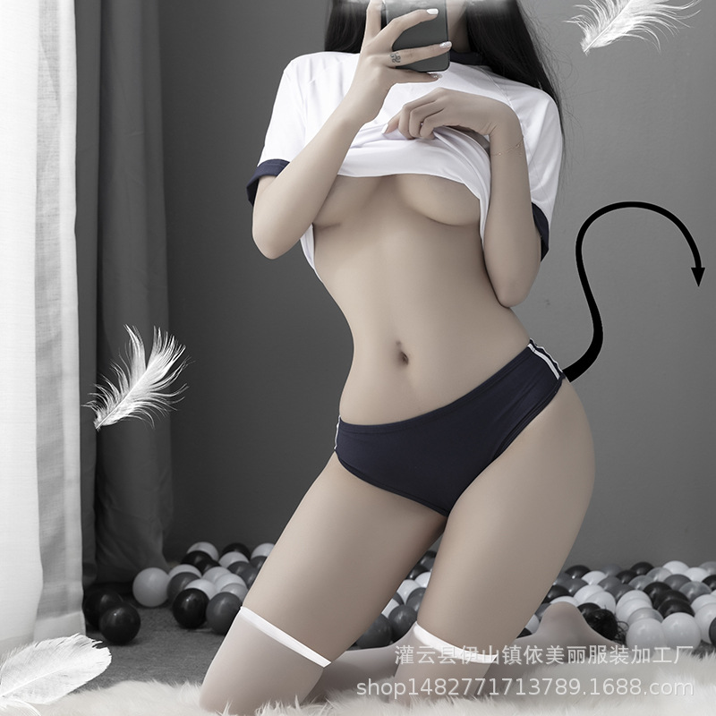 Student wear cheerleading gymnastics clothes cosolay Japanese style fresh high school student sports suit female fitness fun