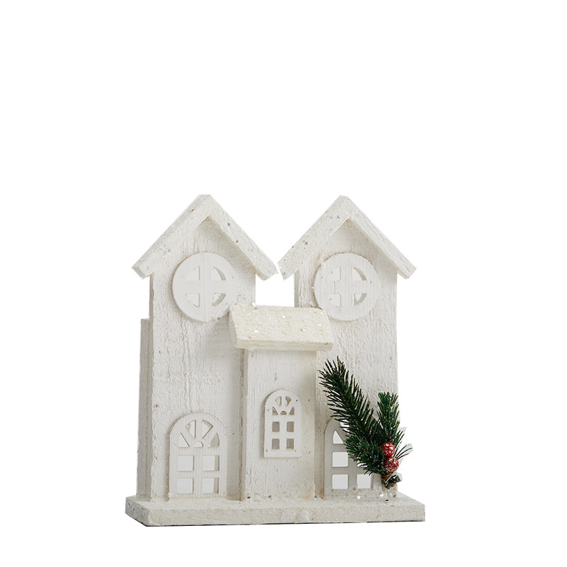 Casa de Navidad de madera decoración blanca con luces decoraciones de Navidad hotel centro comercial escenario de suelo props