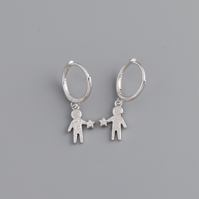 Fashion Cartoon Character Sterling Silver Drop Earrings 1 Pair display picture 4