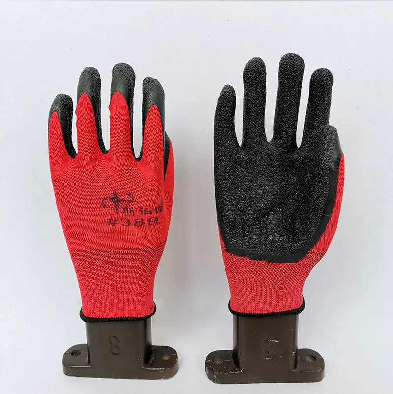 直销十三针尼龙乳胶皱纹耐油防滑浸胶柔软舒适安全劳保防护手套