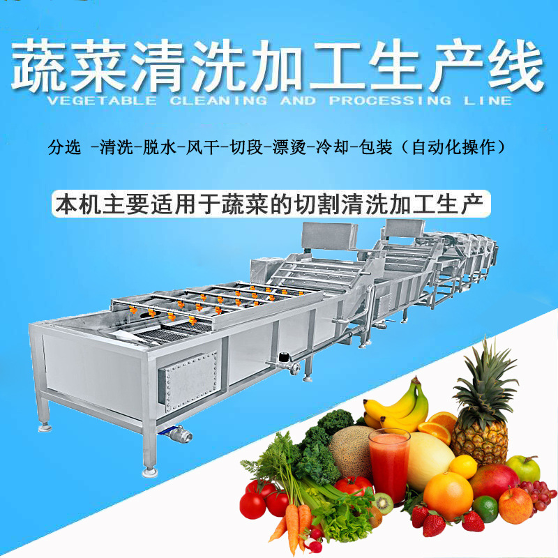 中央厨房净菜加工设备厂家 臭氧杀菌气泡清洗机 净菜加工流水线