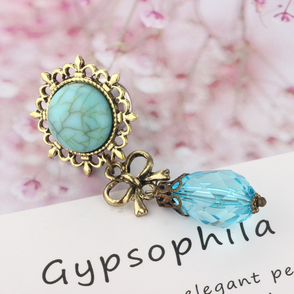 Blue Pine Stone Water Drop Ear Expansion Tunnel Auricle Body Piercing Jewelry - 16mm Single detail image 9