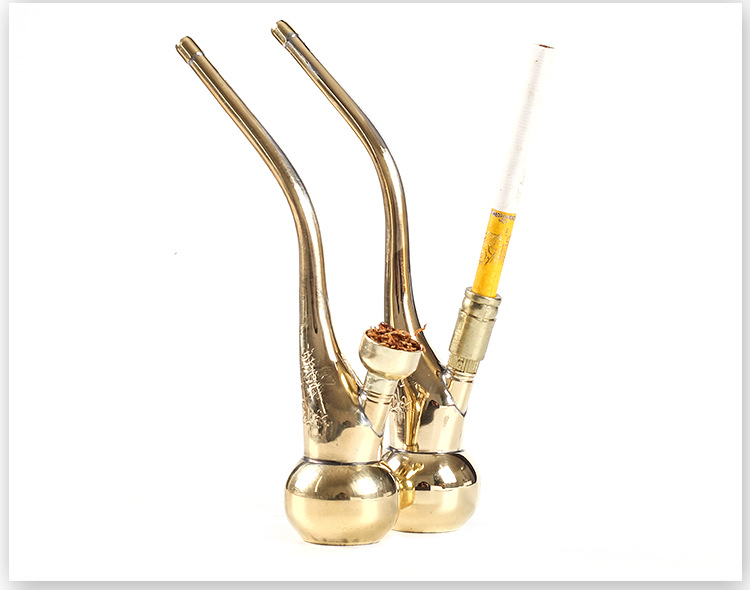 Description Picture 6 of item1Pcs Held 2-purpose Mini Hookah Brass Portable Tobacco Shisha Water Pipes for Smoking Cigarette Accessories