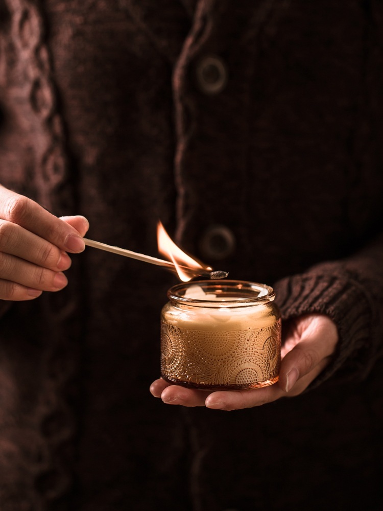 欧式香薰蜡烛杯DIY蜡烛玻璃杯 浮雕透光蜡烛容器蜡烛空杯烛台