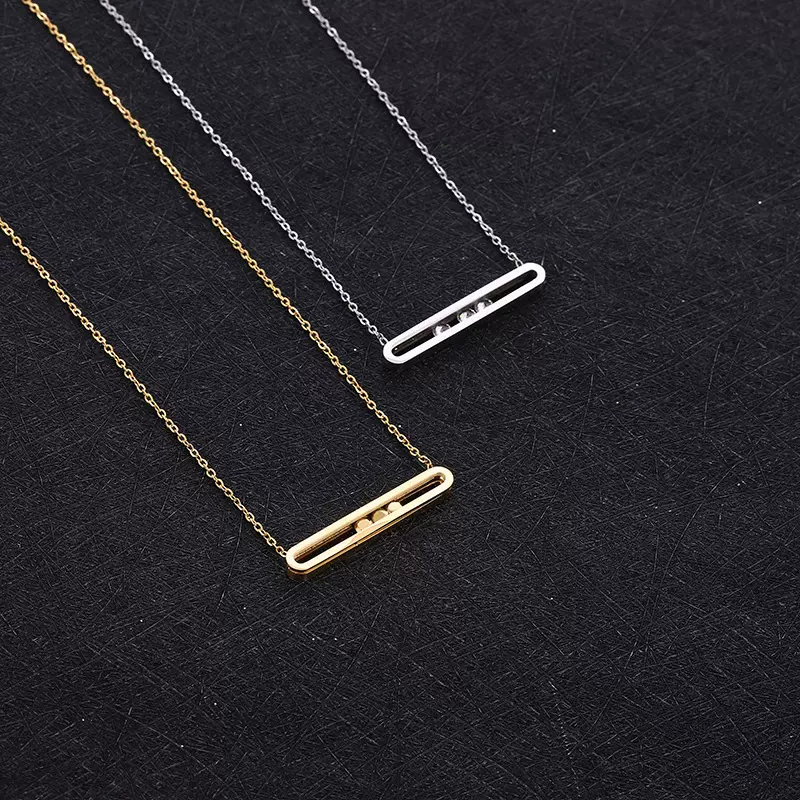 厂家直销简约吊坠毛衣项链女 个性项链钛钢简约金色饰品现货批发