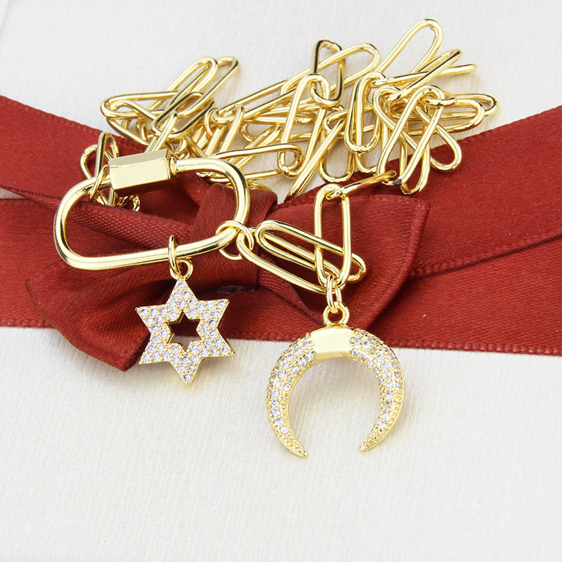 Fashion  Diamond-studded Star Moon Necklace display picture 7