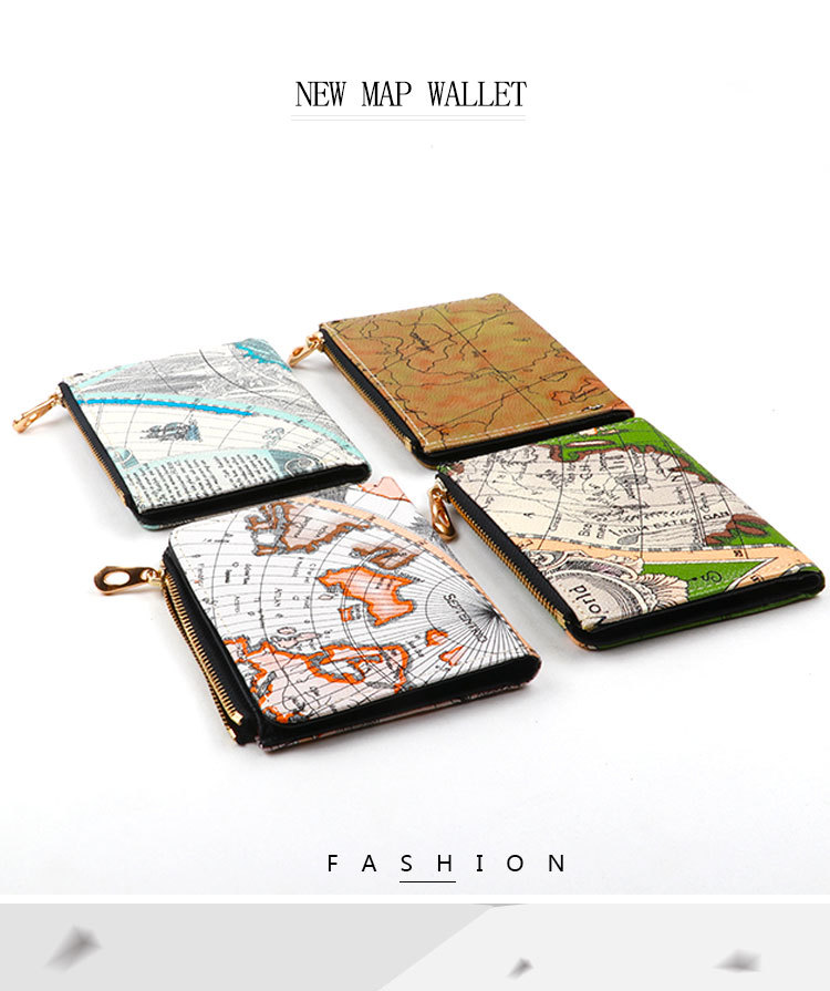 Korean New Retro Buckle All-match Wallet For Student Map Multi-card Zipper Bag Ladies Short Wallet Nihaojewelry display picture 12