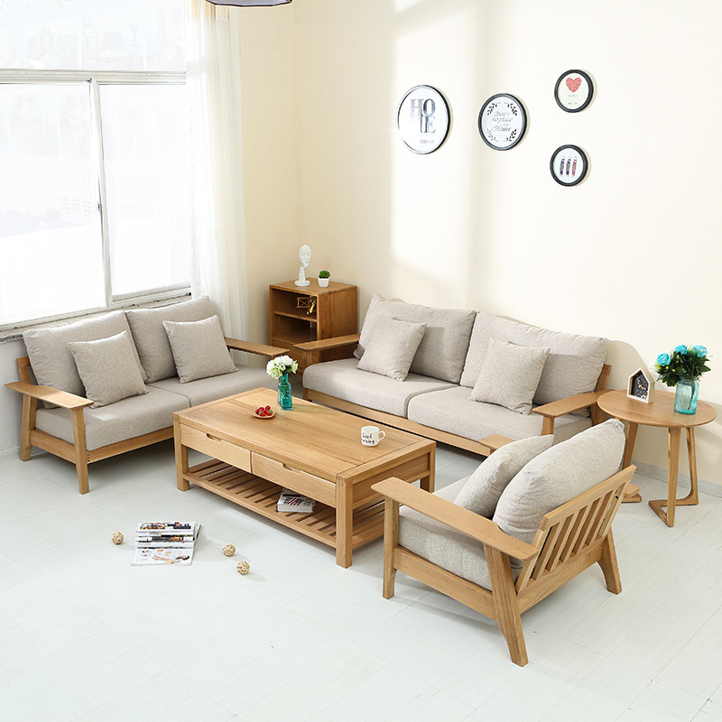Northern Europe Simplicity solid wood sofa Disassembly and assembly a living room leisure time sofa White oak sofa hotel a living room solid wood furniture