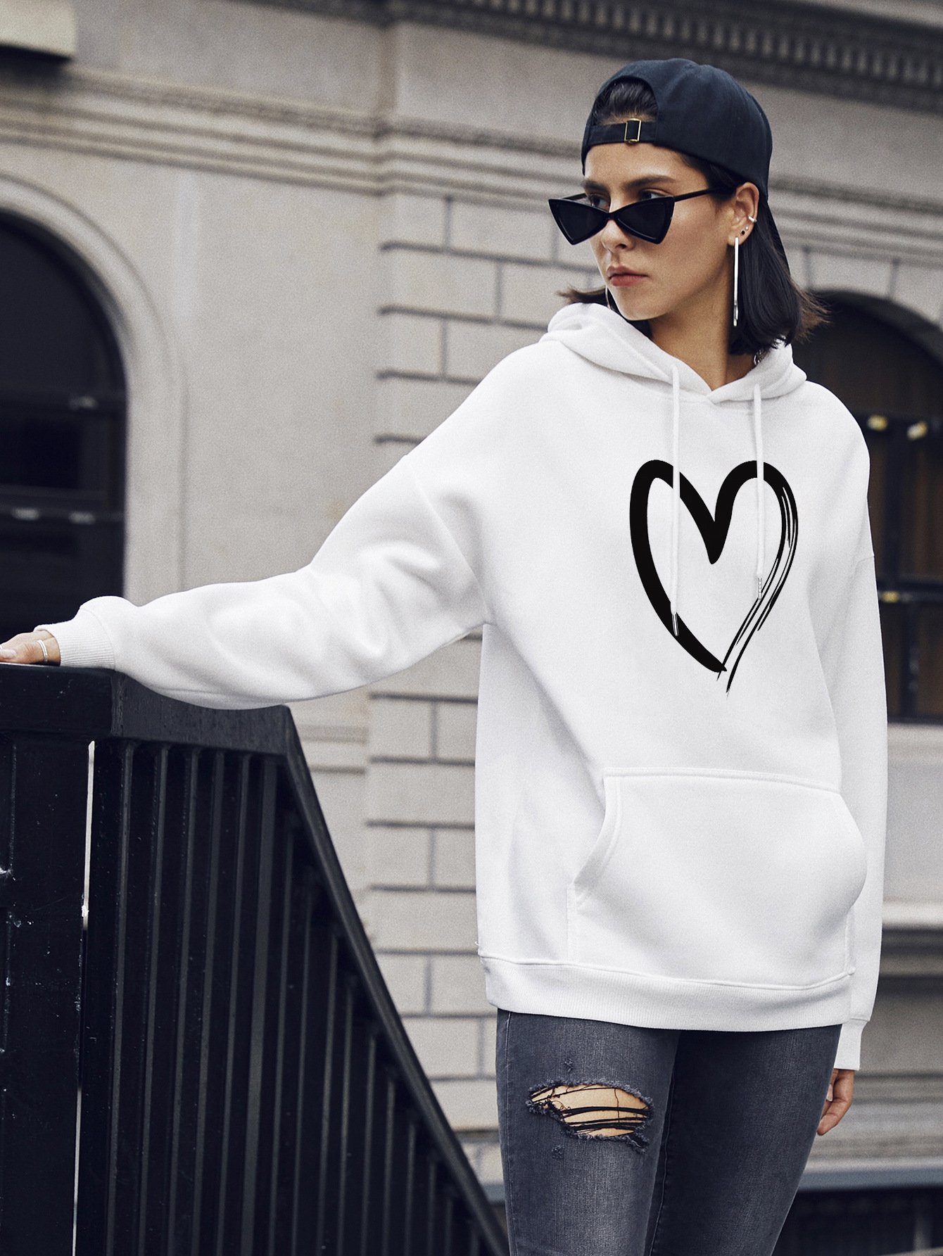   street casual hooded sweater love printing hoodies for women NSSN1738