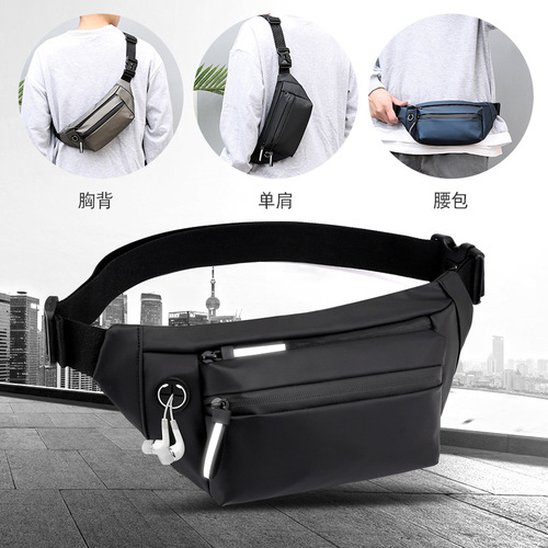 Waterproof Men's Waist Bag, Personalized Casual Outdoor Sports Single Shoulder Crossbody Bag, Fashion Korean Version Trendy Cycling Bag