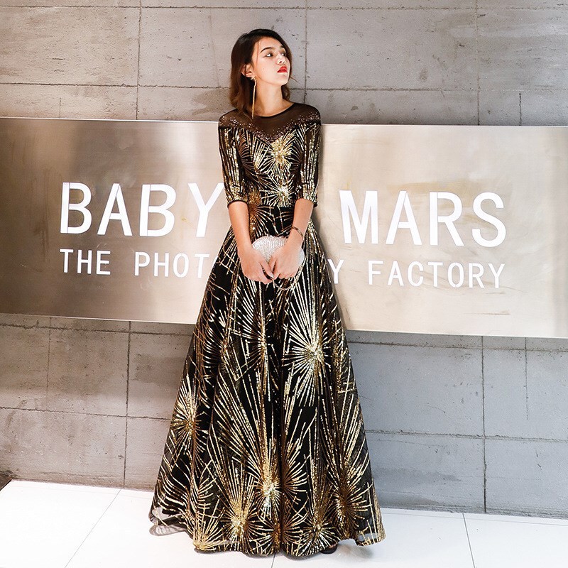 2023 New Arrival Elegant Evening Dress Female Celebrity Elegant Banquet Queen Golden Sequins Annual Meeting Performance Dress 2023 New Arrival Elegant Evening Dress Female Celebrity Elegant Banquet Queen Golden Sequins Annual Meeting Performance Dress