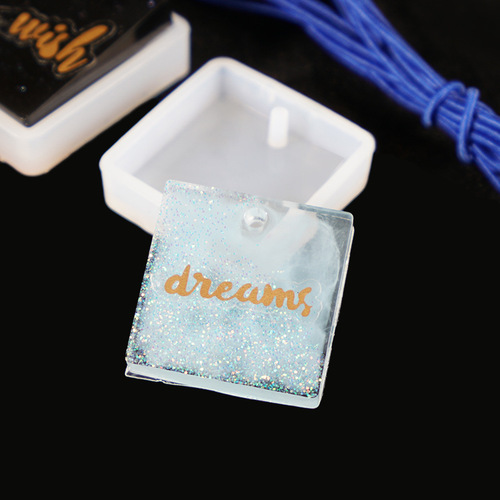 Cross-border crystal pendant necklace silicone mold mirror square oval teardrop grid resin
