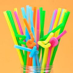 Artistic disposable colorful bendable plastic straws for juice, beverage, milk tea straws, retractable plastic straws
