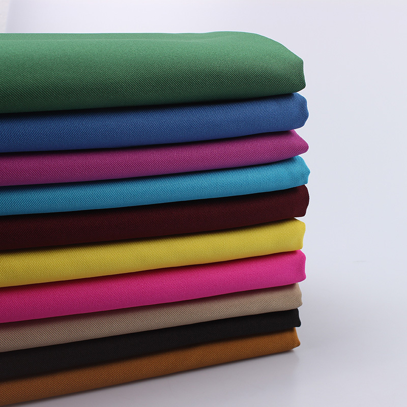 现货多色300D纬弹华达呢双面斜纹全涤弹力工作服面料制服呢工装布