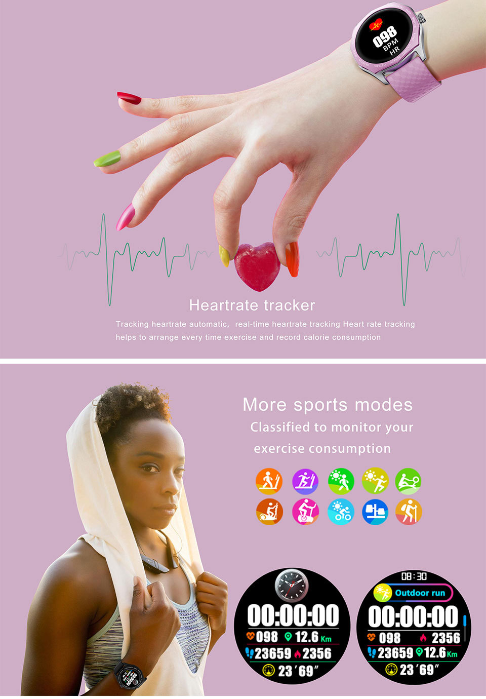 V18SmartWatches Farbbildschirm Wasserdicht Touchscreen Fitness_voghion.com