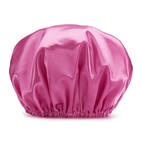 New Amazon Shower Cap Solid Color Edgeless Double Layer Waterproof Bath Hat Large Adult Oil Treatment Hat Silk Bathroom Hat