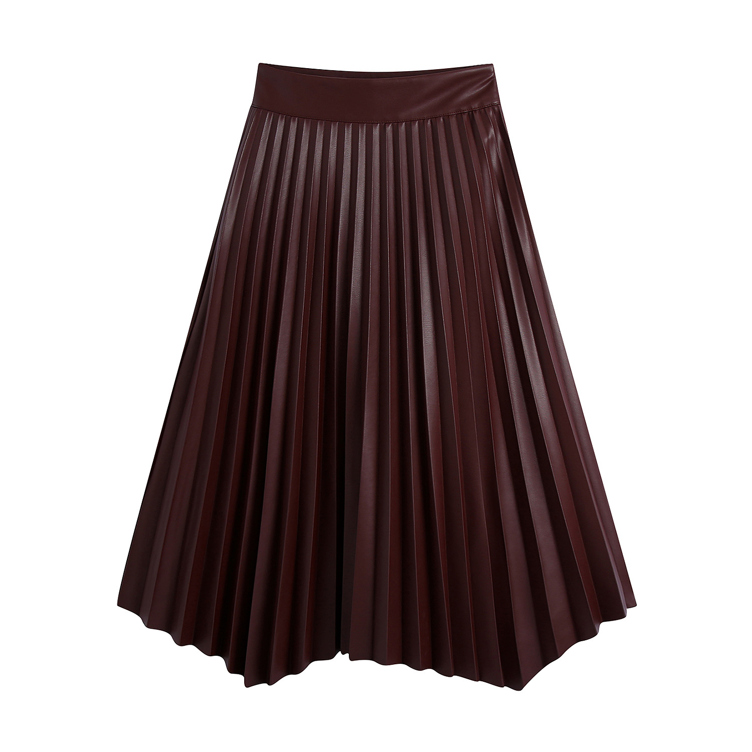 autumn faux leather pleated skirt NSAM5728