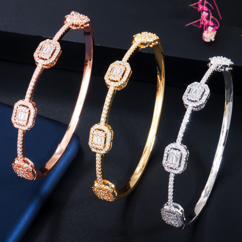Korean Fashion Amazon Wish Best Selling Bracelet for Women Versatile Micro-Setting AAA Zirconia Gold Plated