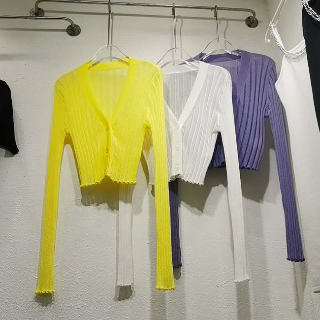 2020 summer new pattern have cash less than that is registered in the accounts Single breasted Self cultivation Long sleeve Cardigan Sweater