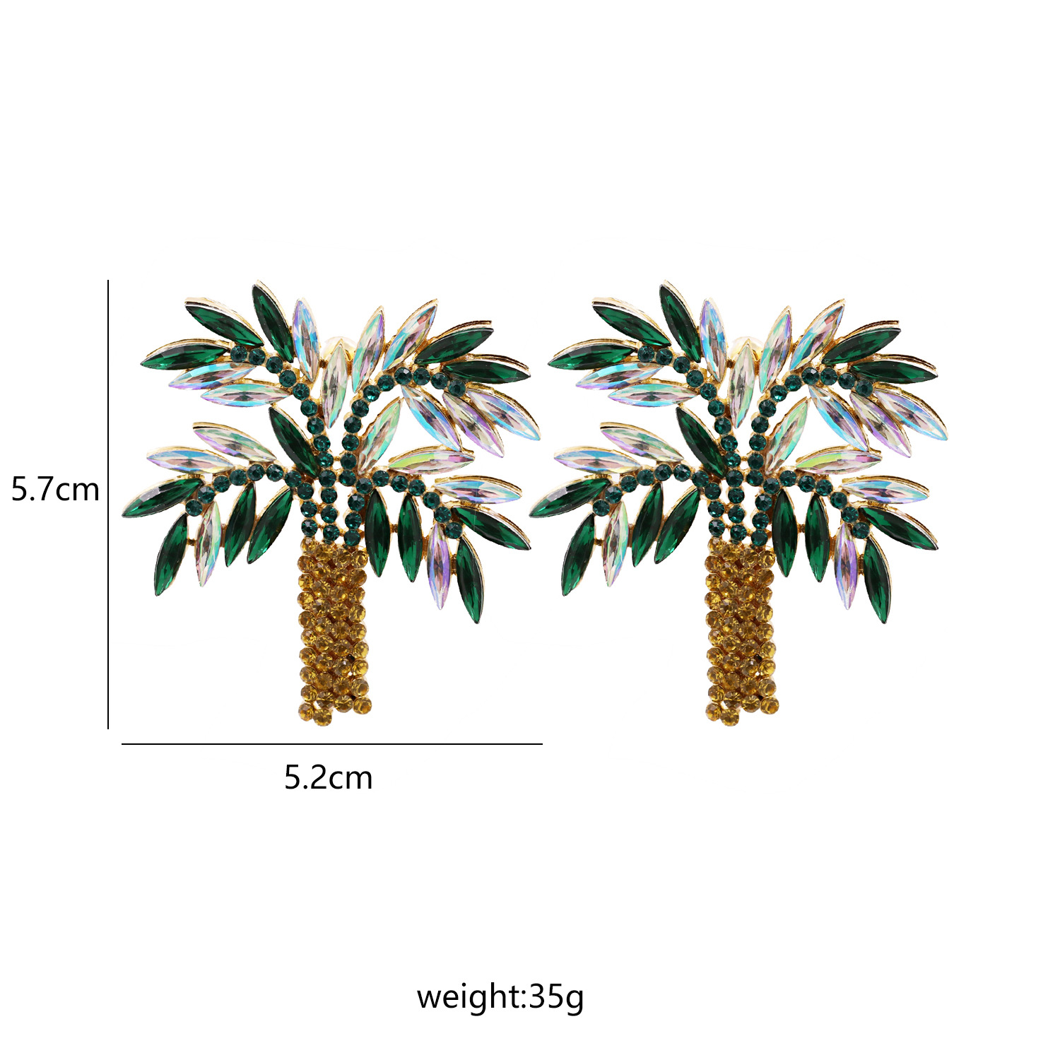 Hot Selling Diamond Leaf  Exaggerated Palm Tree Earrings display picture 1